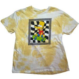 Bart Simpson Tie Dye T-Shirt Yellow White The Simpsons Mens Size Medium